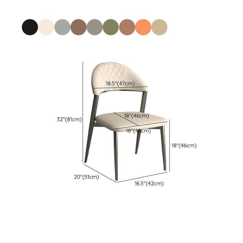 Faux Leather Dining Chairs Nordic Style Open Back Armless Chair for Dining Room