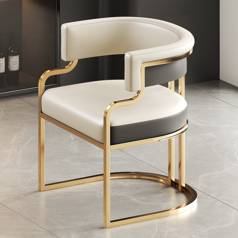 Faux Leather Dining Chairs Glam Style Open Back Armless Chair for Dining Room