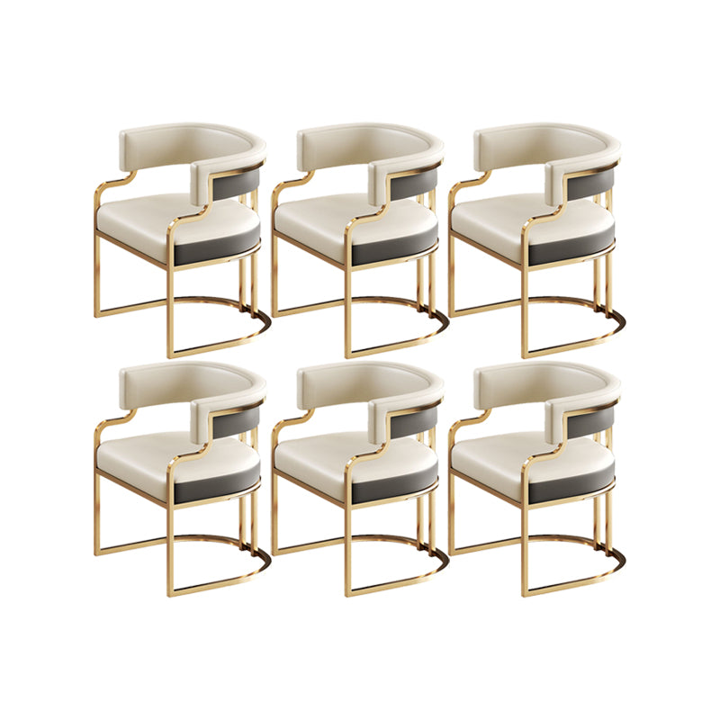 Faux Leather Dining Chairs Glam Style Open Back Armless Chair for Dining Room