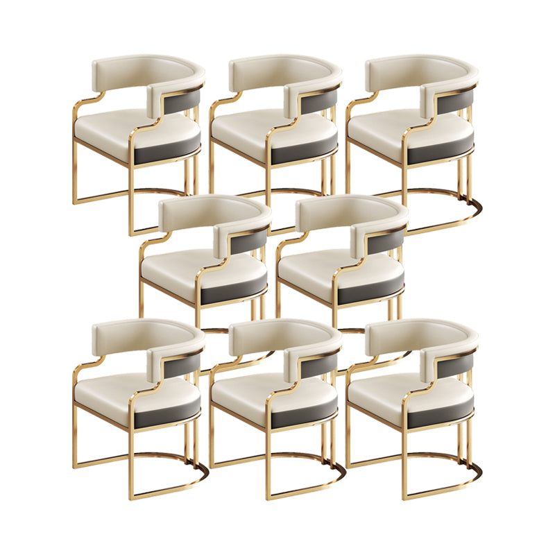 Faux Leather Dining Chairs Glam Style Open Back Armless Chair for Dining Room