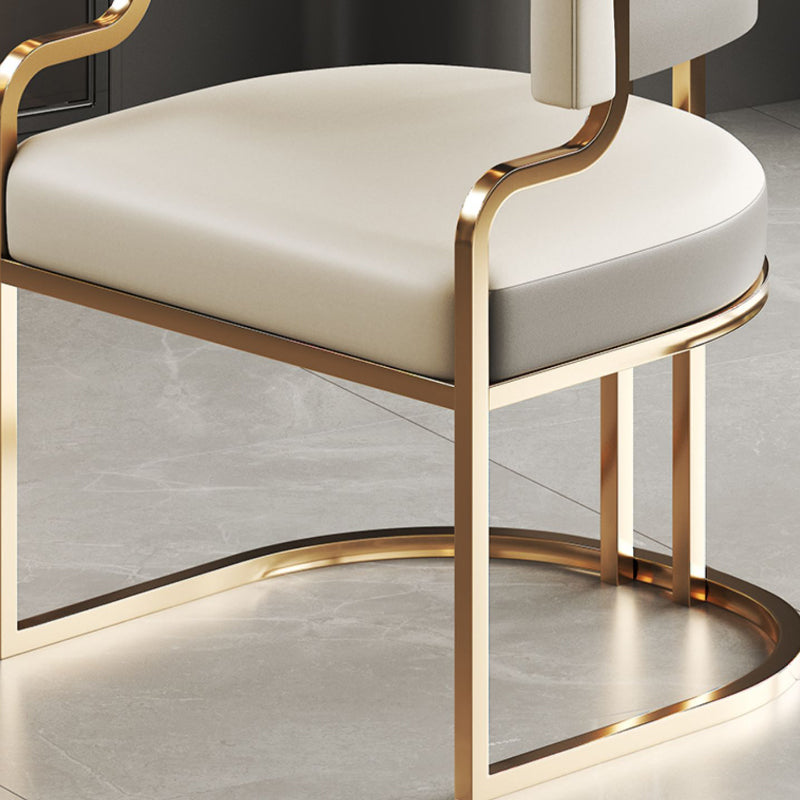 Faux Leather Dining Chairs Glam Style Open Back Armless Chair for Dining Room