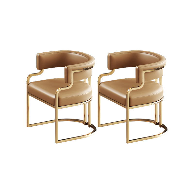 Faux Leather Dining Chairs Glam Style Open Back Armless Chair for Dining Room
