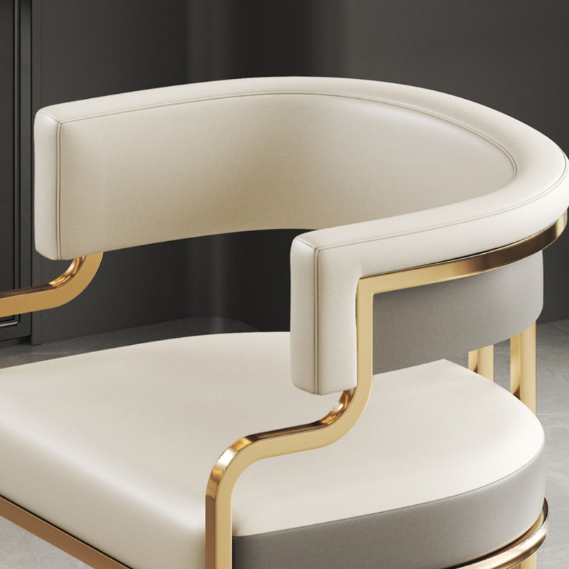 Faux Leather Dining Chairs Glam Style Open Back Armless Chair for Dining Room
