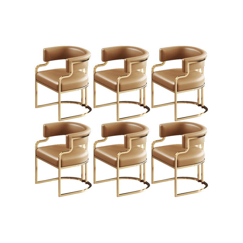 Faux Leather Dining Chairs Glam Style Open Back Armless Chair for Dining Room