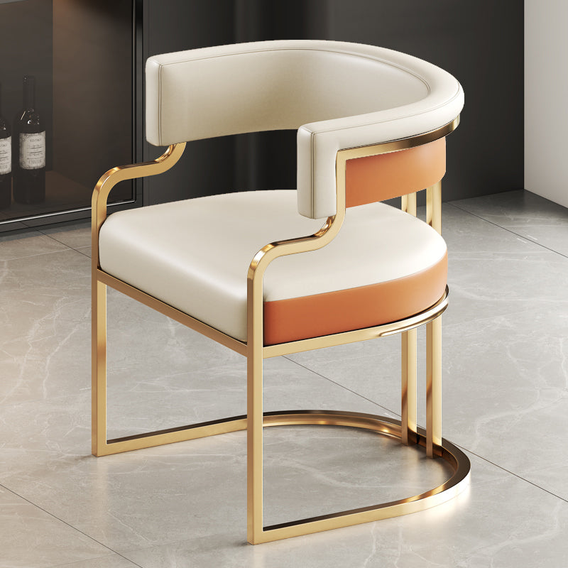 Faux Leather Dining Chairs Glam Style Open Back Armless Chair for Dining Room