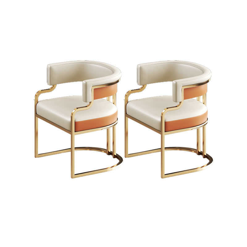 Faux Leather Dining Chairs Glam Style Open Back Armless Chair for Dining Room