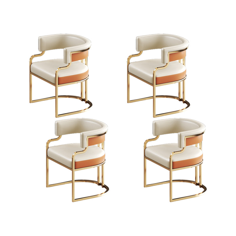 Faux Leather Dining Chairs Glam Style Open Back Armless Chair for Dining Room