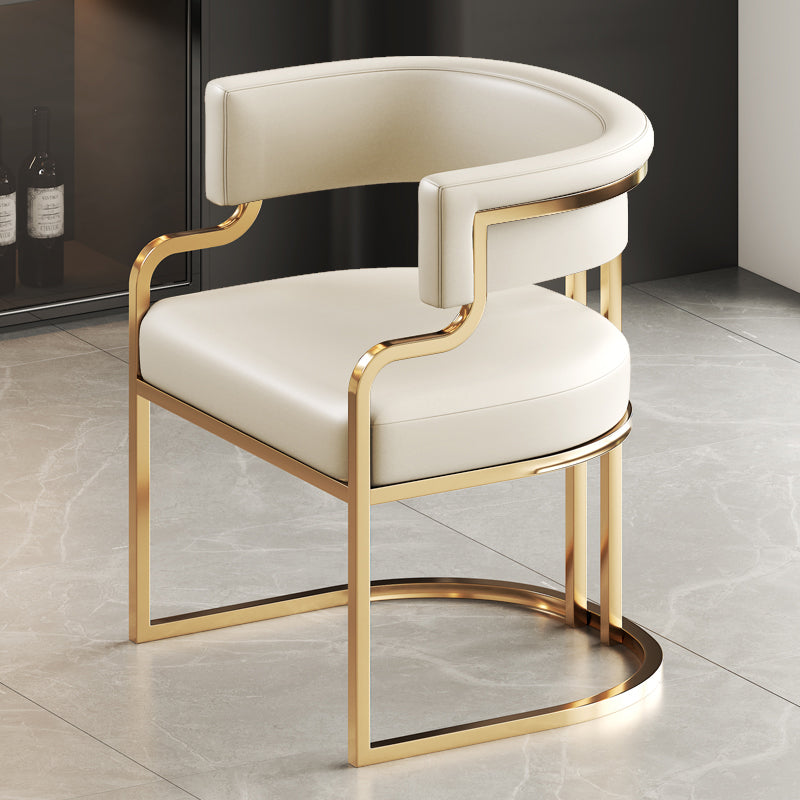 Faux Leather Dining Chairs Glam Style Open Back Armless Chair for Dining Room