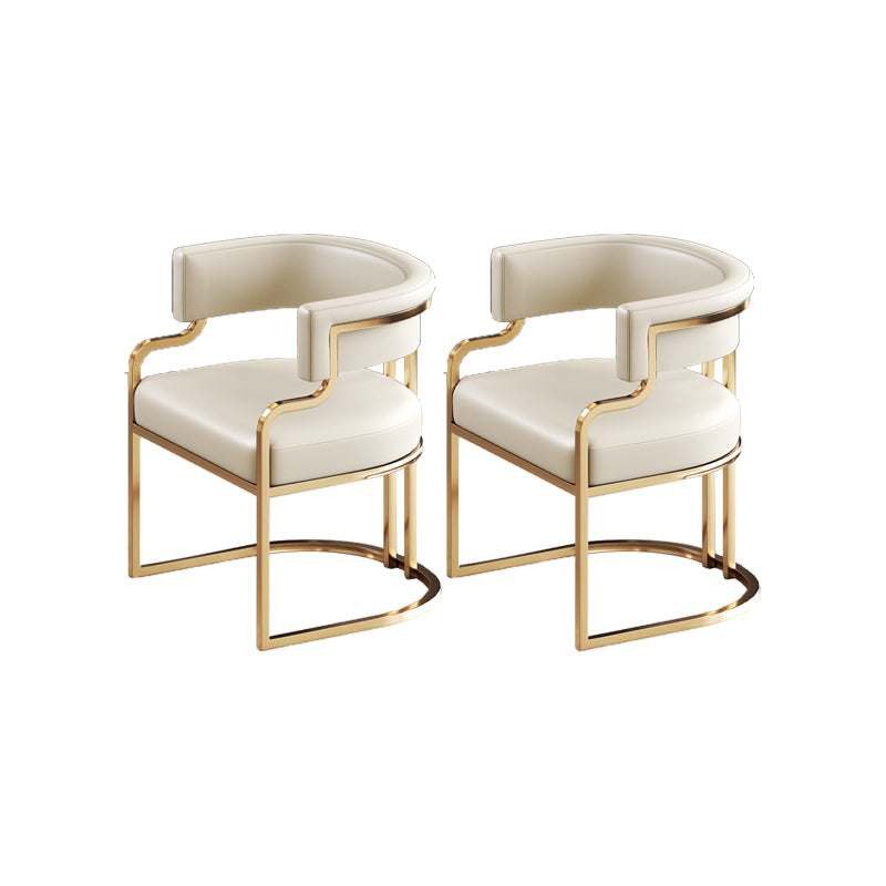 Faux Leather Dining Chairs Glam Style Open Back Armless Chair for Dining Room