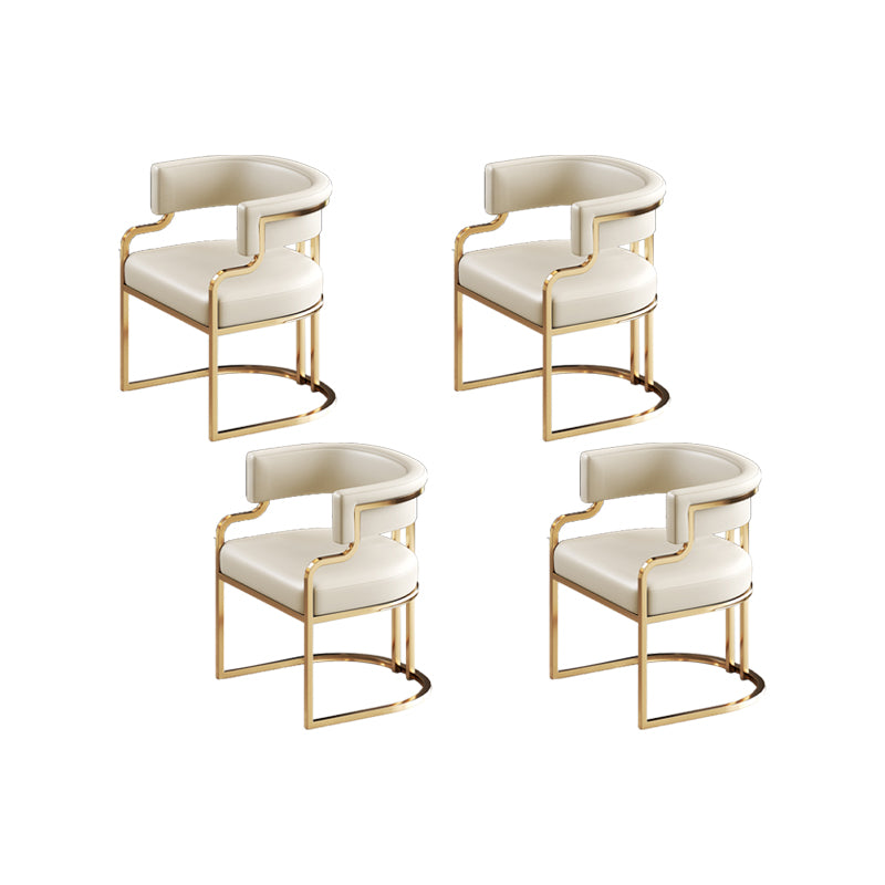 Faux Leather Dining Chairs Glam Style Open Back Armless Chair for Dining Room