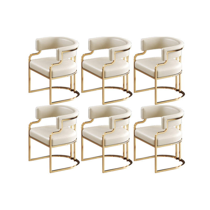 Faux Leather Dining Chairs Glam Style Open Back Armless Chair for Dining Room