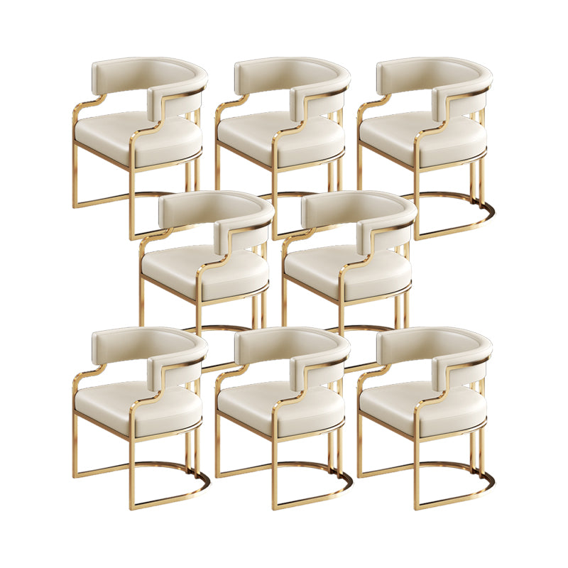 Faux Leather Dining Chairs Glam Style Open Back Armless Chair for Dining Room