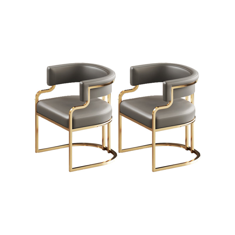 Faux Leather Dining Chairs Glam Style Open Back Armless Chair for Dining Room