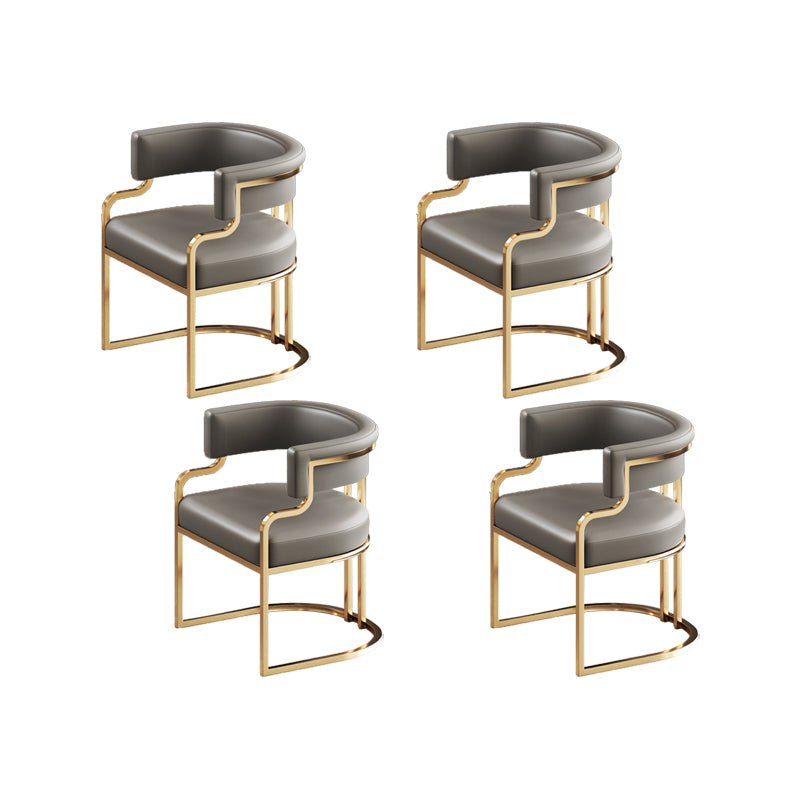 Faux Leather Dining Chairs Glam Style Open Back Armless Chair for Dining Room