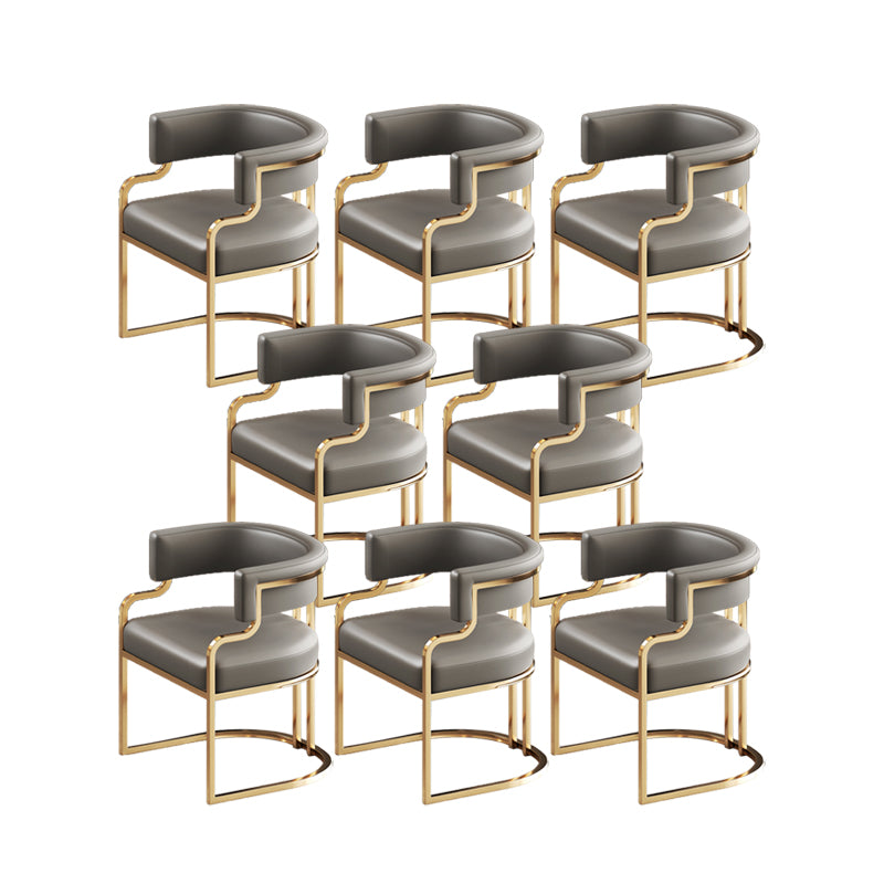 Faux Leather Dining Chairs Glam Style Open Back Armless Chair for Dining Room