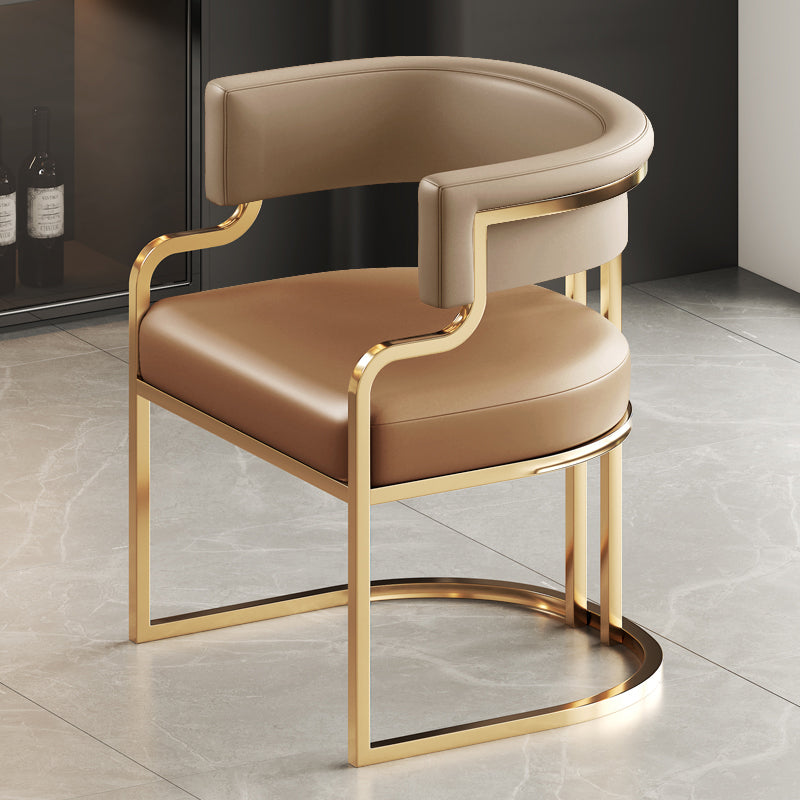 Faux Leather Dining Chairs Glam Style Open Back Armless Chair for Dining Room