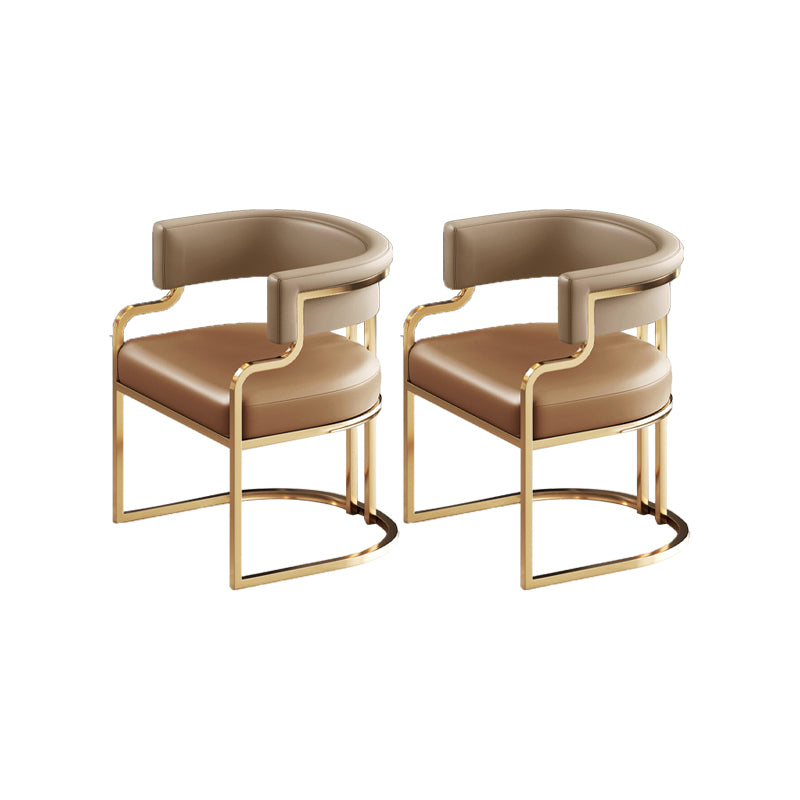 Faux Leather Dining Chairs Glam Style Open Back Armless Chair for Dining Room