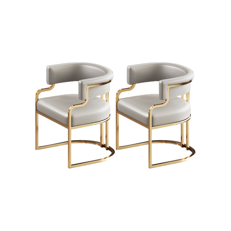 Faux Leather Dining Chairs Glam Style Open Back Armless Chair for Dining Room