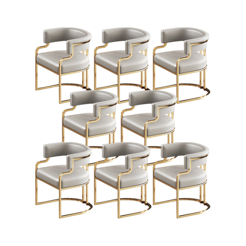 Faux Leather Dining Chairs Glam Style Open Back Armless Chair for Dining Room