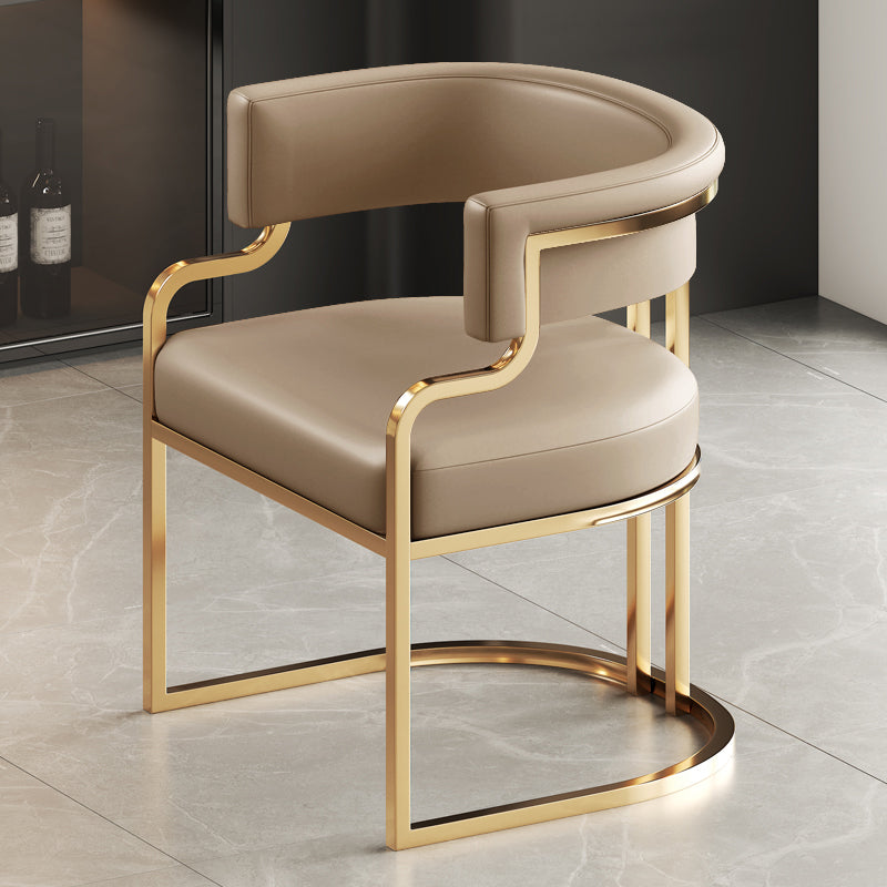Faux Leather Dining Chairs Glam Style Open Back Armless Chair for Dining Room