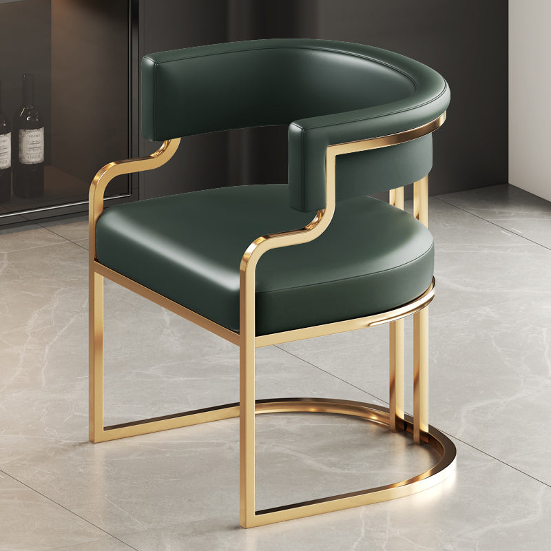 Faux Leather Dining Chairs Glam Style Open Back Armless Chair for Dining Room
