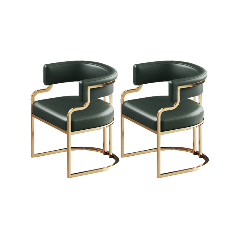 Faux Leather Dining Chairs Glam Style Open Back Armless Chair for Dining Room