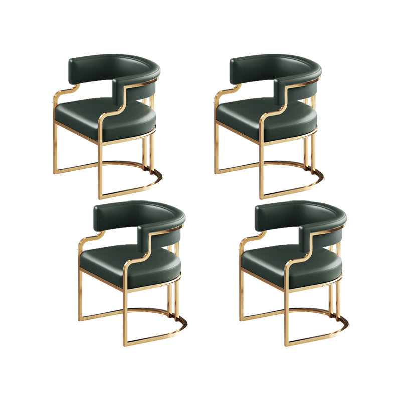 Faux Leather Dining Chairs Glam Style Open Back Armless Chair for Dining Room