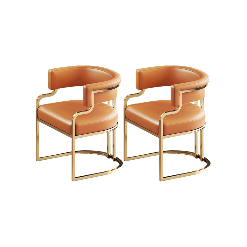 Faux Leather Dining Chairs Glam Style Open Back Armless Chair for Dining Room