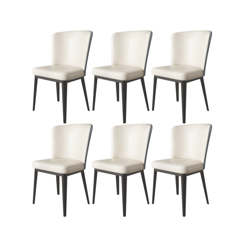 Faux Leather Side Chairs Modern Parsons Armless Chair for Dining Room