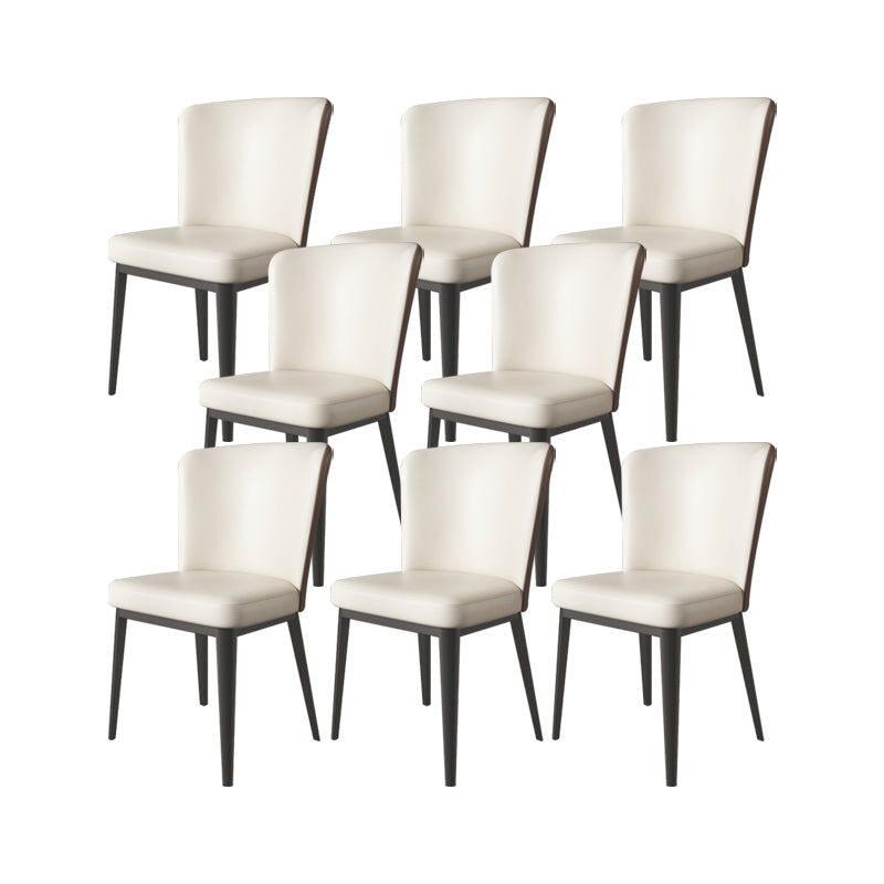 Faux Leather Side Chairs Modern Parsons Armless Chair for Dining Room