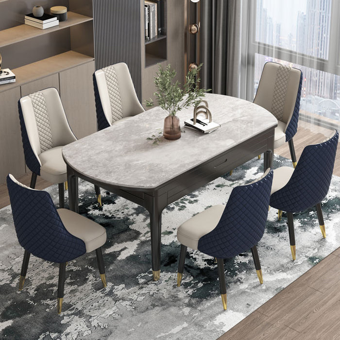 Industrial Style Dining Chairs Faux Leather Kitchen Chairs with Wood Legs