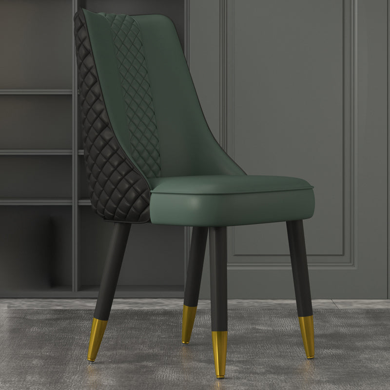 Industrial Style Dining Chairs Faux Leather Kitchen Chairs with Wood Legs