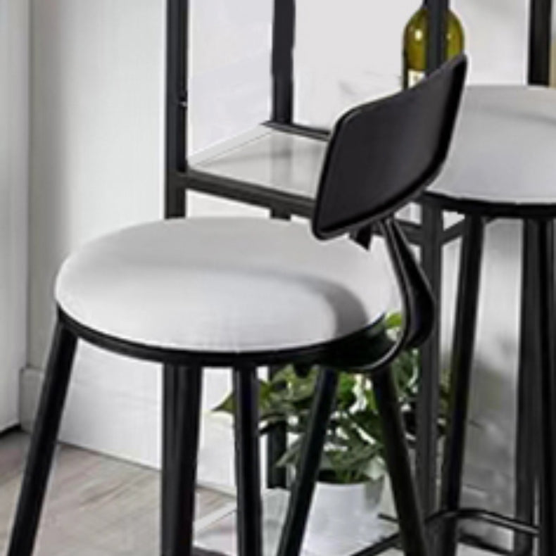 Round Upholstered Dining Stools Low Back Bar Stools with Footrest