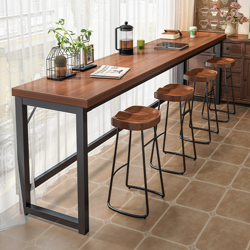 Rectangle Manufactured Wood Bistro Table Modern Pub Table with Metal Frame