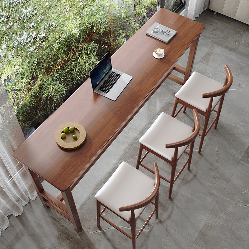 Modern Indoor Bar Stool Table Rectangle Wood Bar Dining Table