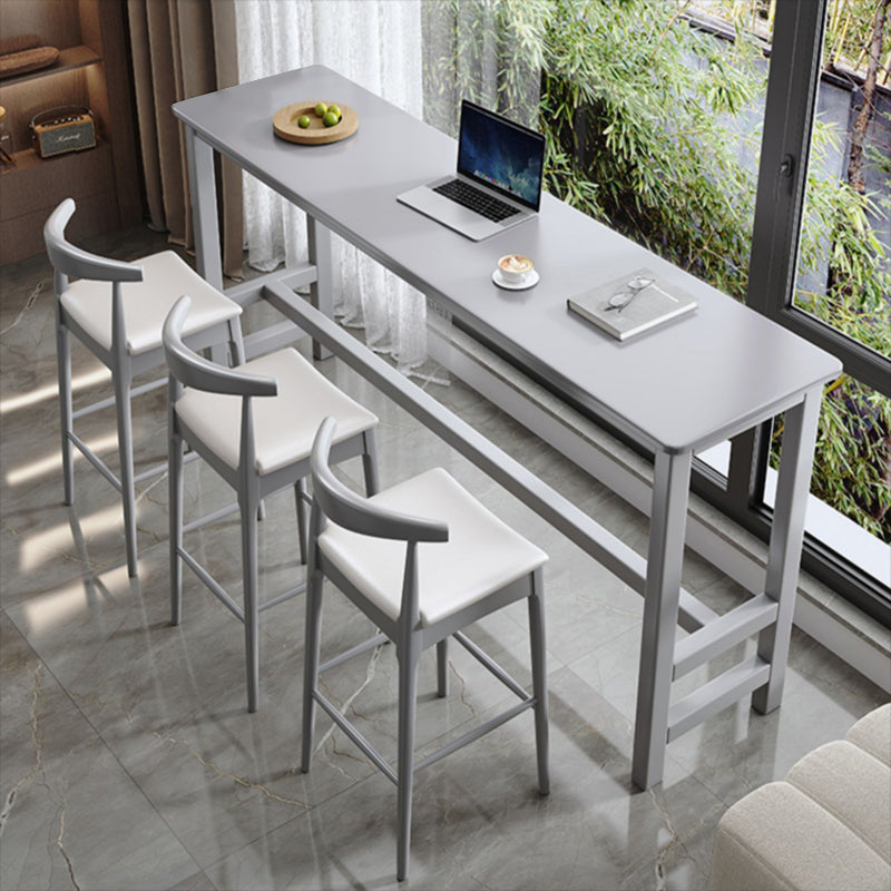 Modern Indoor Bar Stool Table Rectangle Wood Bar Dining Table