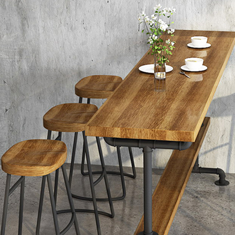 Indoor Industrial Bar Stool Table Metal and Wood Bar Dining Table