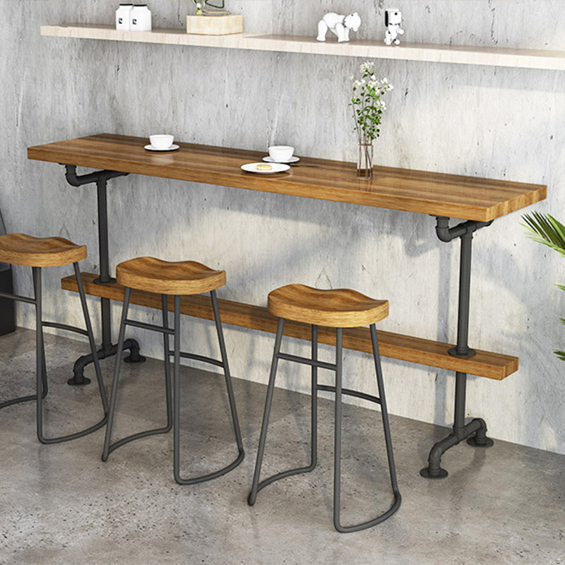 Indoor Industrial Bar Stool Table Metal and Wood Bar Dining Table