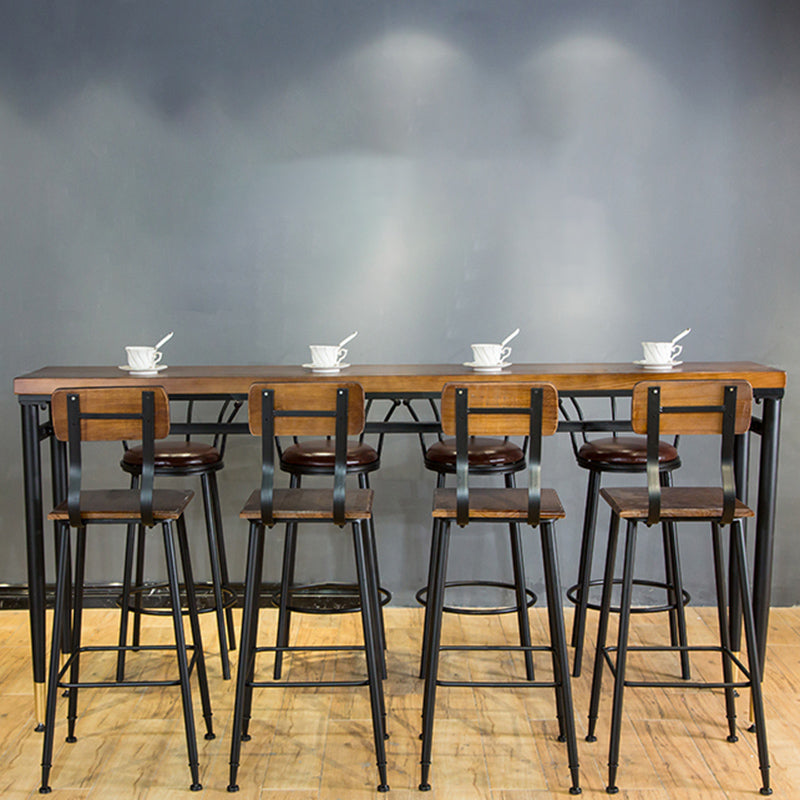 Industrial Indoor Bar Stool Table Metal and Wood Bar Dining Table