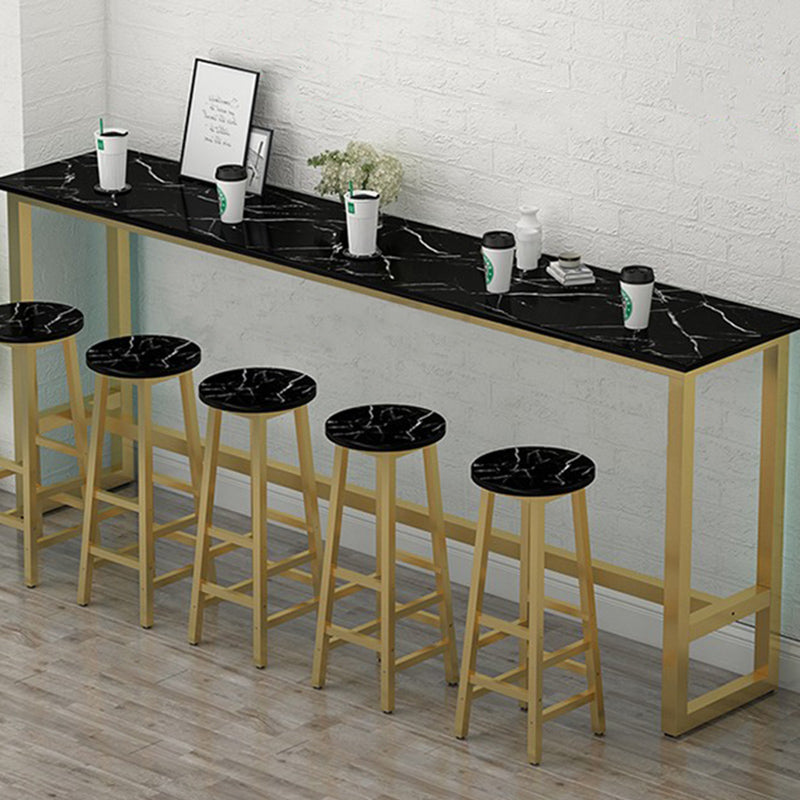 Glam Indoor Bar Stool Table Rectangle Bar Dining Table with Footrest