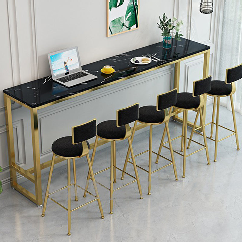 Indoor Glam Bar Dining Table Rectangle Bar Stool Table with Footrest