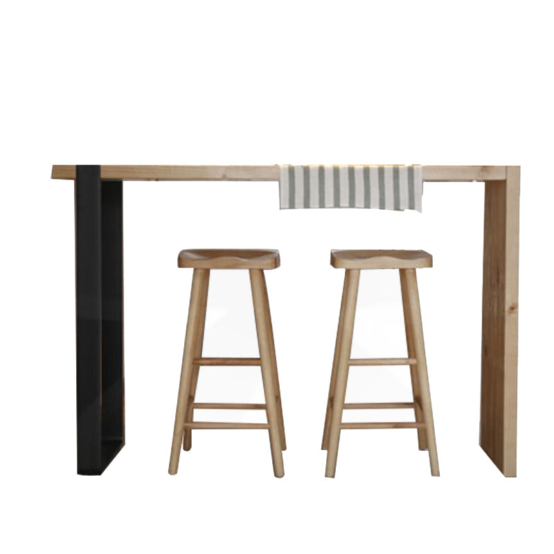 Indoor Contemporary Bar Dining Table Rectangle Wood Bar Stool Table