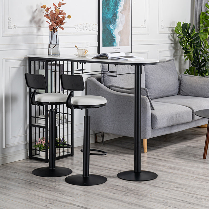 Specialty Indoor Bar Table White Modern Pub Table with Metal Storage