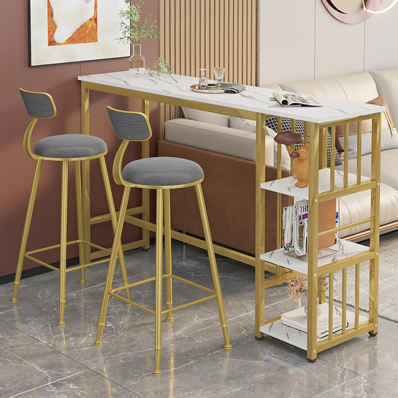 Rectangle Faux Wood Top Bistro Table Modern Pub Table with Metal Frame