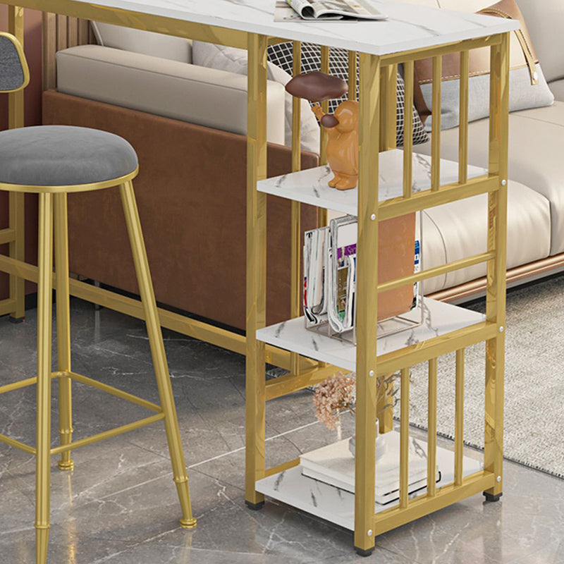 Rectangle Faux Wood Top Bistro Table Modern Pub Table with Metal Frame