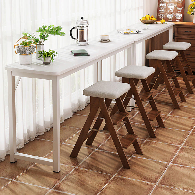 Contemporary Pub Table with Metal Frame Matte Finish Faux Wood Top Bar Table