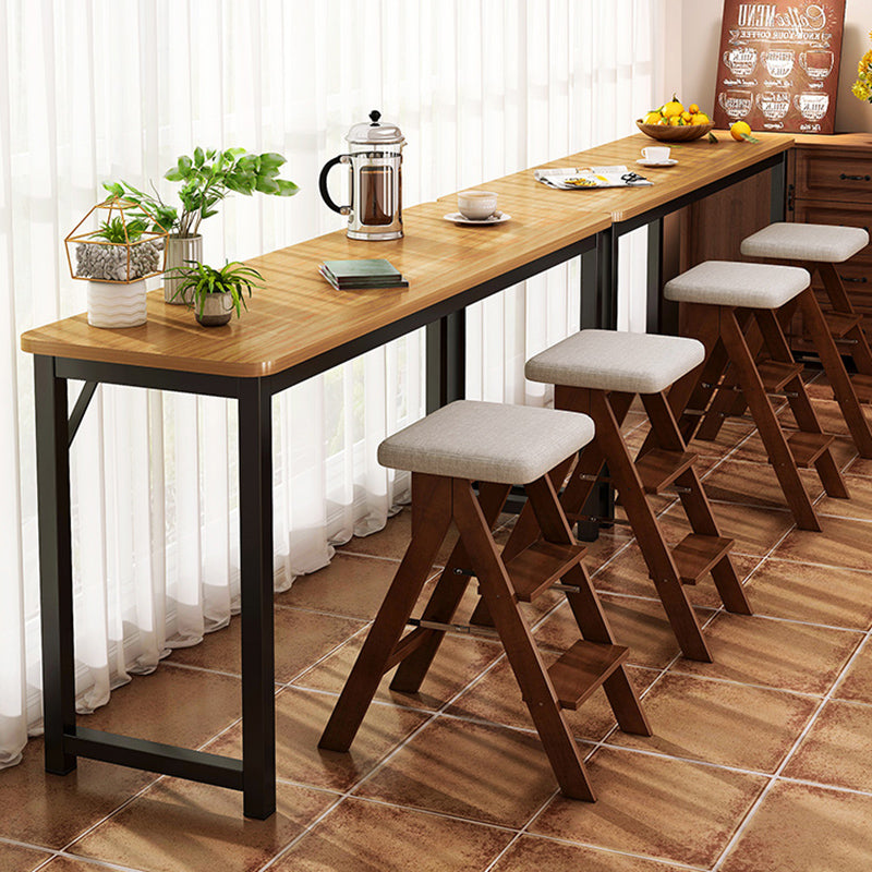 Contemporary Pub Table with Metal Frame Matte Finish Faux Wood Top Bar Table