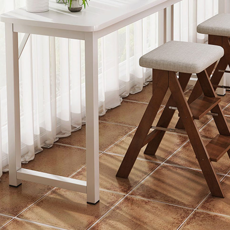 Contemporary Pub Table with Metal Frame Matte Finish Faux Wood Top Bar Table