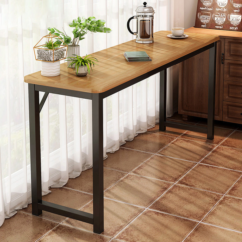 Contemporary Pub Table with Metal Frame Matte Finish Faux Wood Top Bar Table