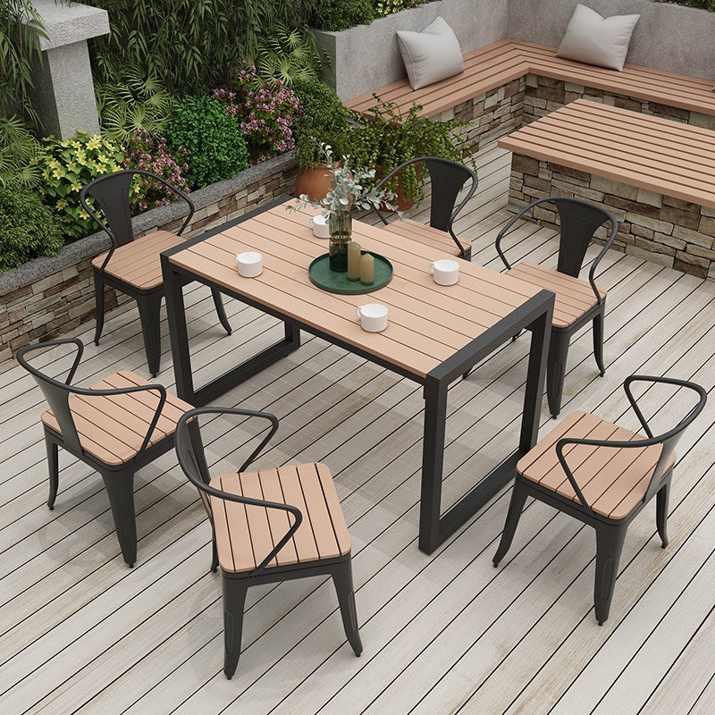 Modern Style Wood Patio Dining Table 1/2/3/5/7 Pcs Brown Dining Set